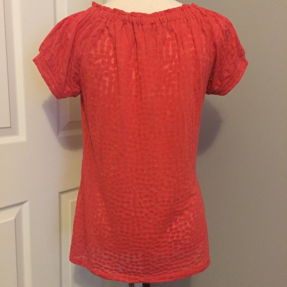 JIMMY’Z Orange Polka Dot Burnout Short Sleeve Top - Picture 2 of 4